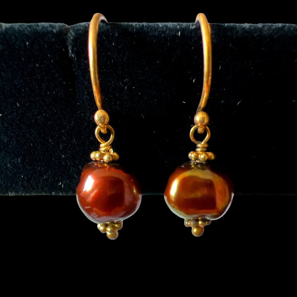 Amber Pearl Earrings